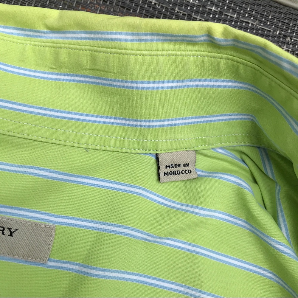 Authentic Burberry Green Striped Button-Down Shirt - image 6